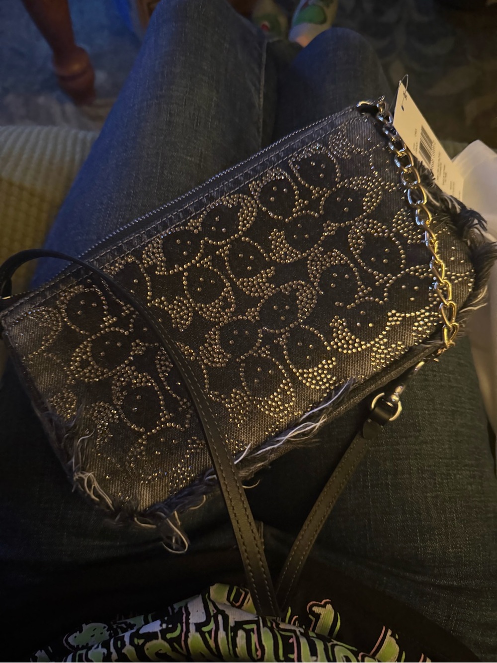 NWT coach crystal denim plaza 22